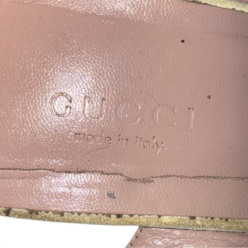 ▶️ Gucci ◀️ Liliane Suede Cork Cream and Gold Studded Sandals. Size 38 - Picture 8 of 16